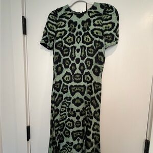 Givenchy Green and Black Animal Print Midi Dress
